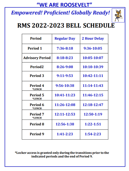 Bell Schedule 2022-2023