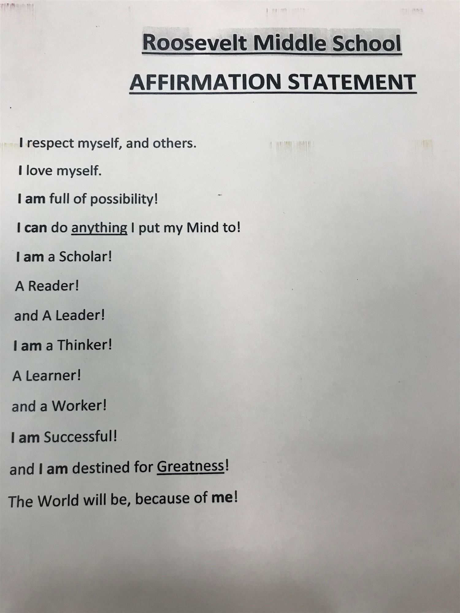  Affirmation Statement